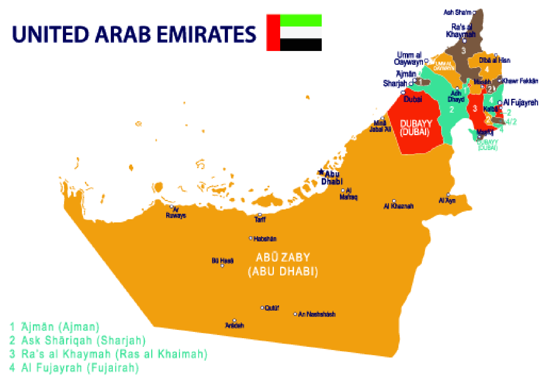 mapa emiratos árabes unidos
